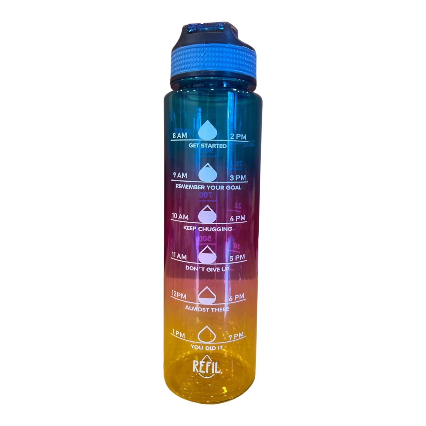 Motivational Water Bottle 1L | Colour Variety Detail