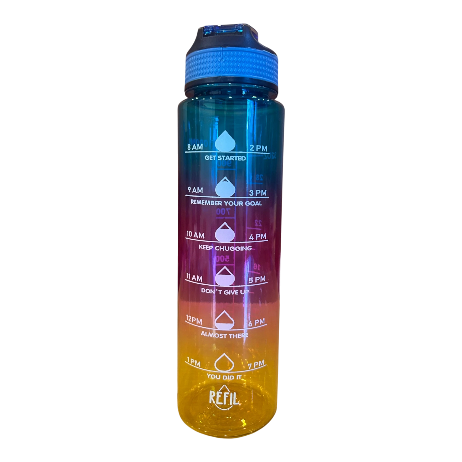 Motivational Water Bottle 1L | Colour Variety Detail