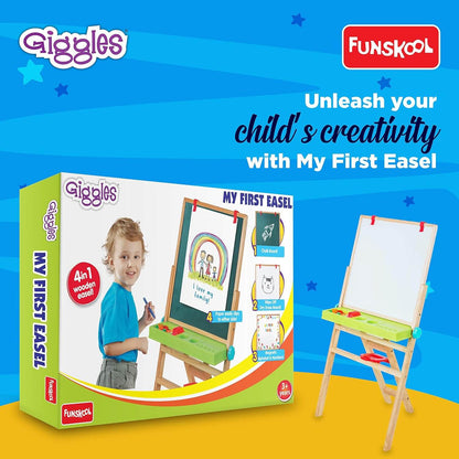 Giggles My First Double-Sided Wooden Easel for Kids with Art Supplies