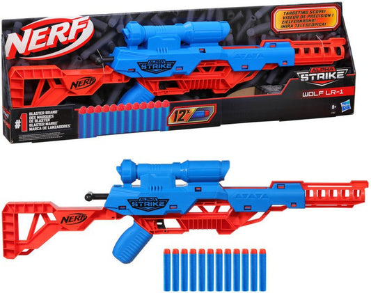 Nerf Alpha Strike Wolf LR-1 Blaster: Targeting Scope, 12 Elite Darts, Pump Action Fun