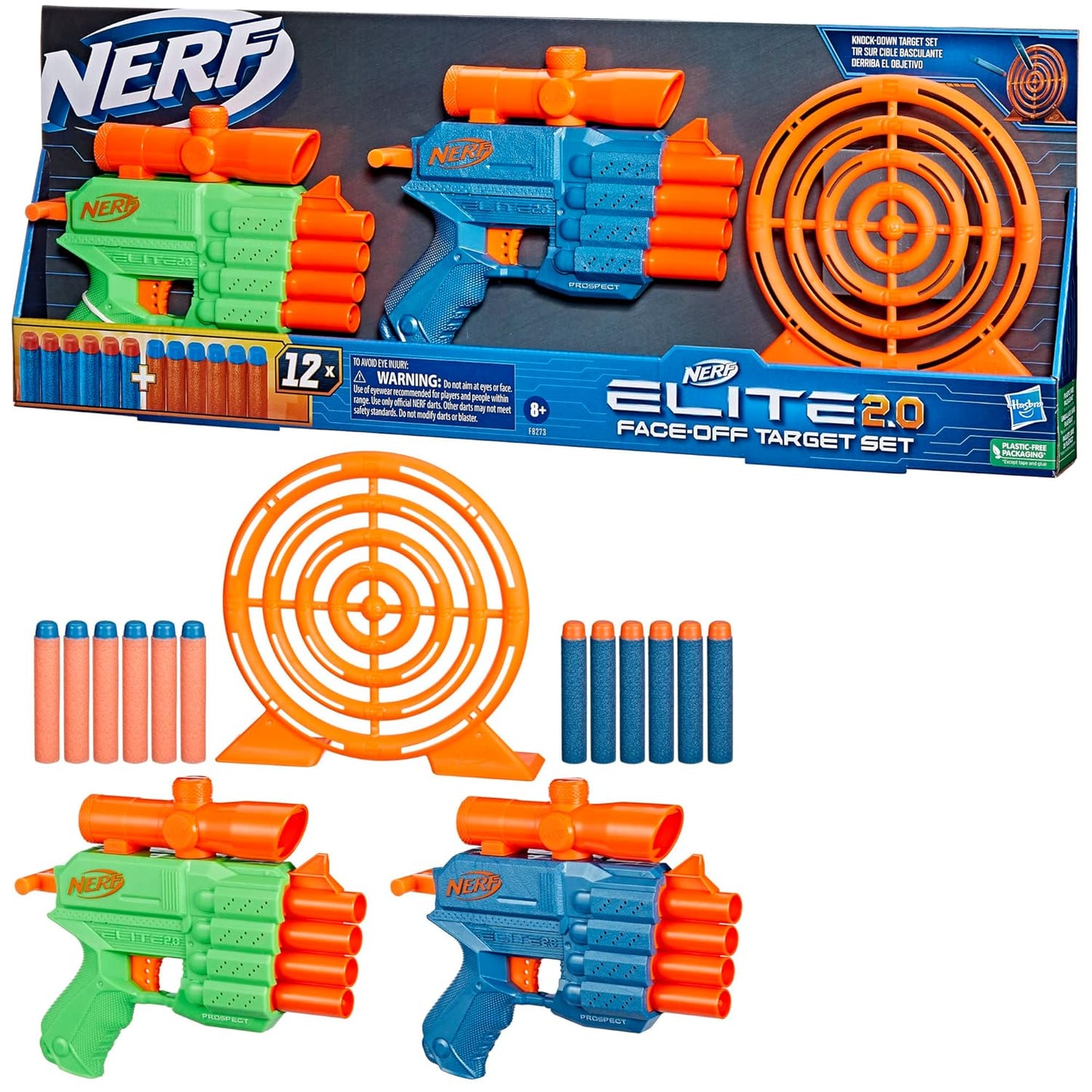 Nerf Elite 2.0 Face Off Target Set 2 Blasters 12 Darts