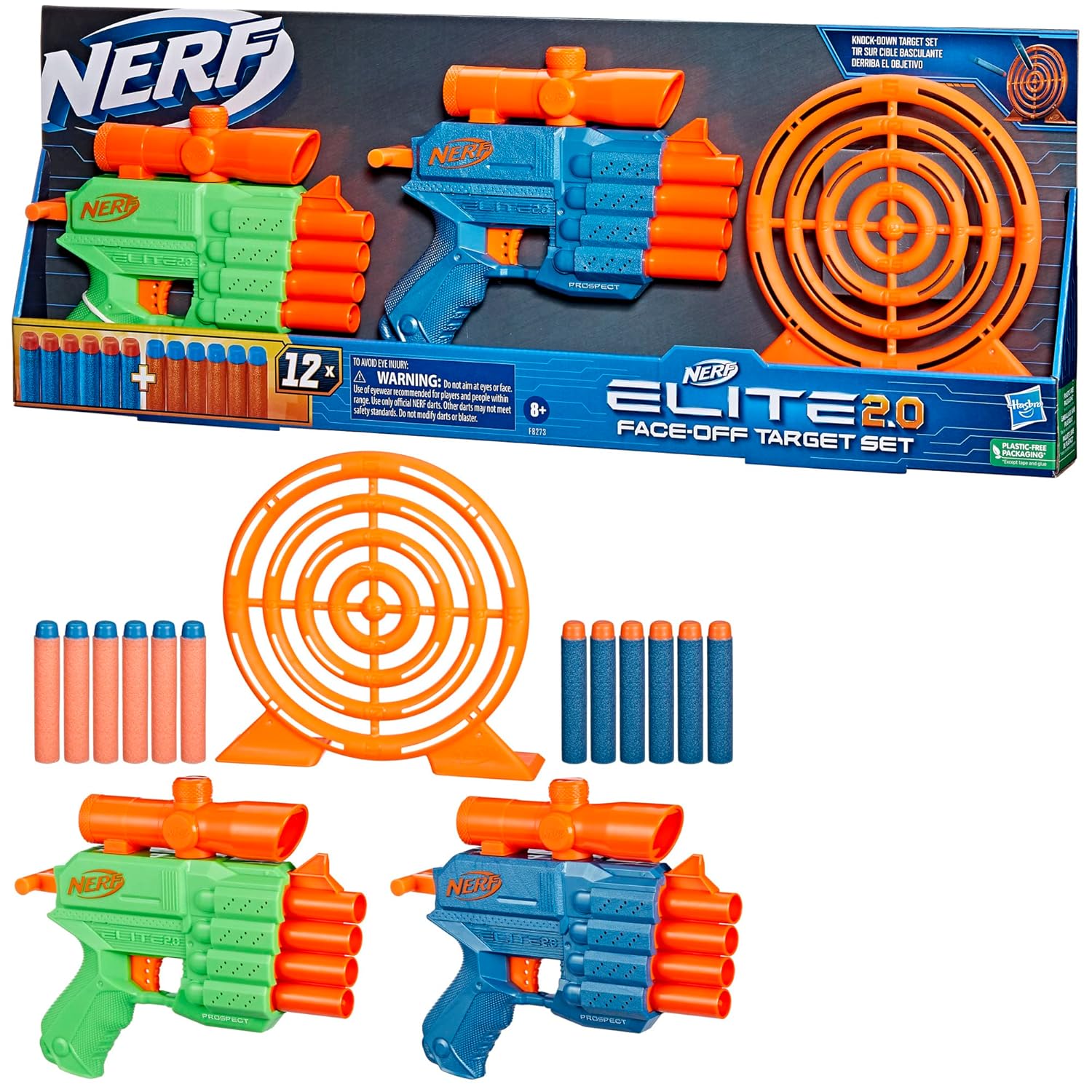 Nerf Elite 2.0 Face Off Target Set 2 Blasters 12 Darts