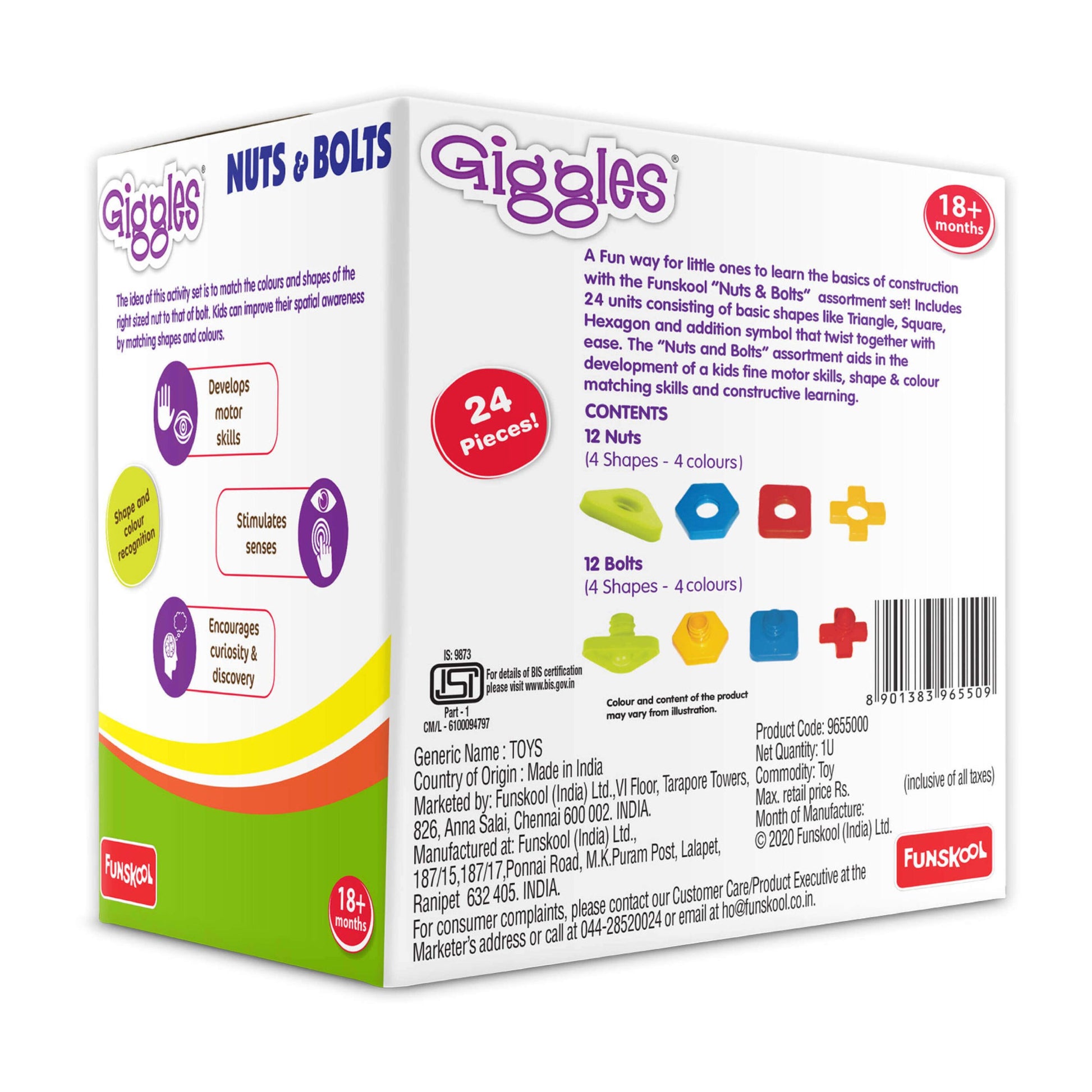 Funskool Colorful Nuts & Bolts Educational Toy Set for Kids Skill Development