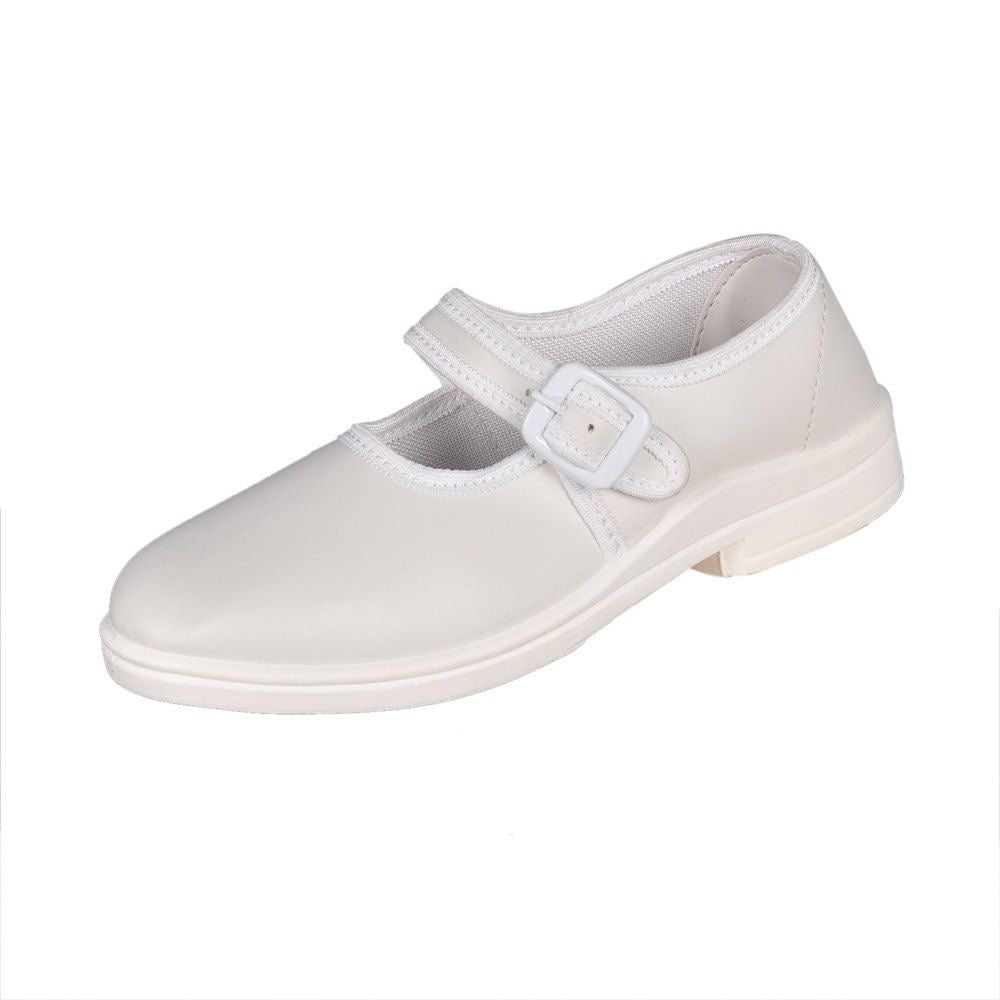 Odyssia School Shoes with Buckle for Girls | CL4012 White