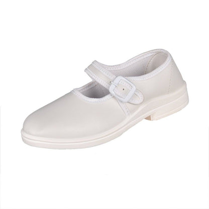 Odyssia School Shoes with Buckle for Girls CL4012 - White