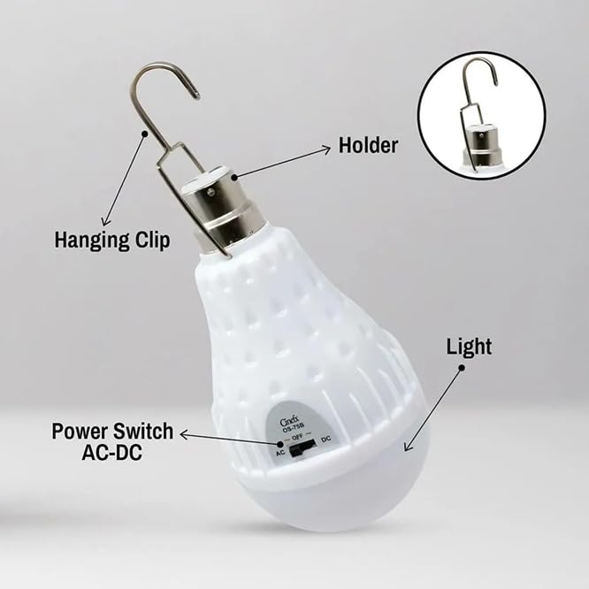 Osring 25W Rechargeable LED Emergency Bulb with Portable Hanging Clip