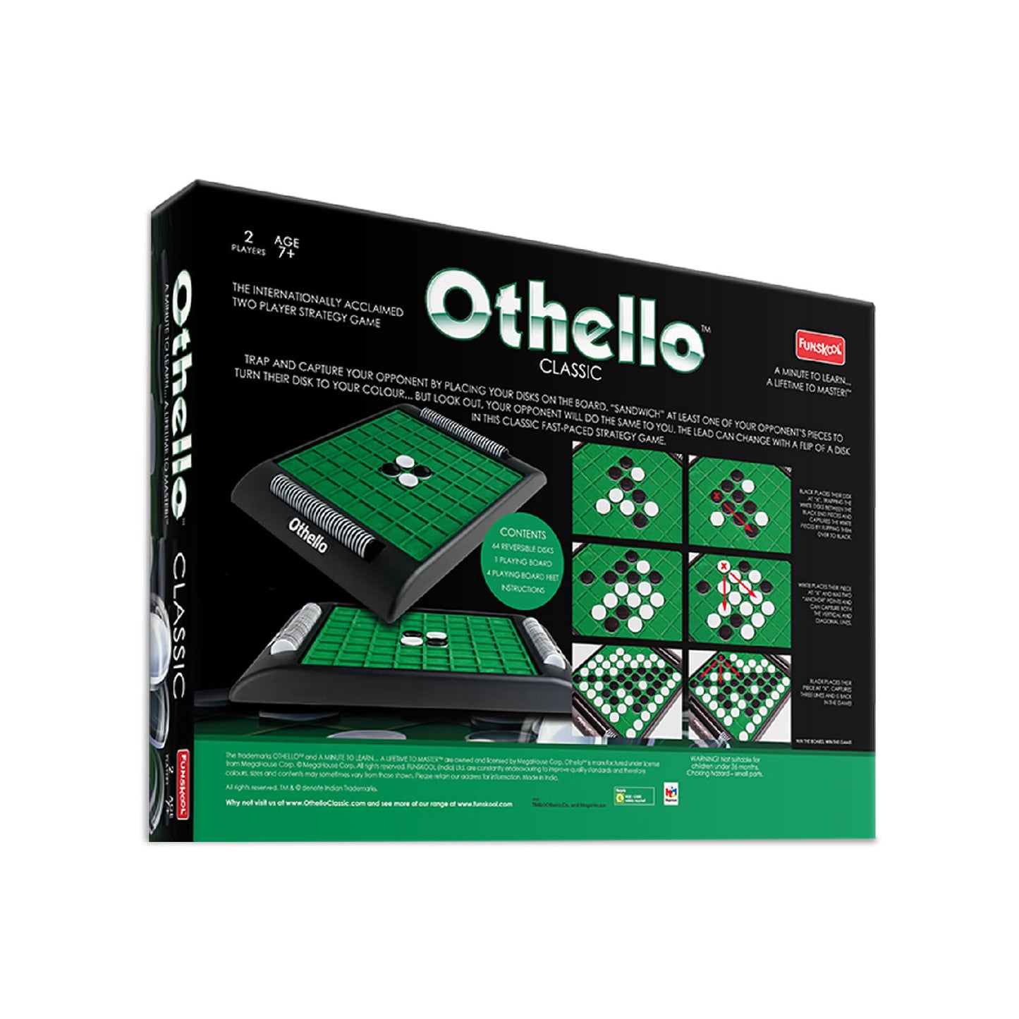 Othello Classic Strategy Board Game: Master Black & White Reversible Discs Challenge
