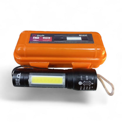 Powerful 25W Metal LED Rechargeable Torch Light Compact 9cm Pocket Flashlight