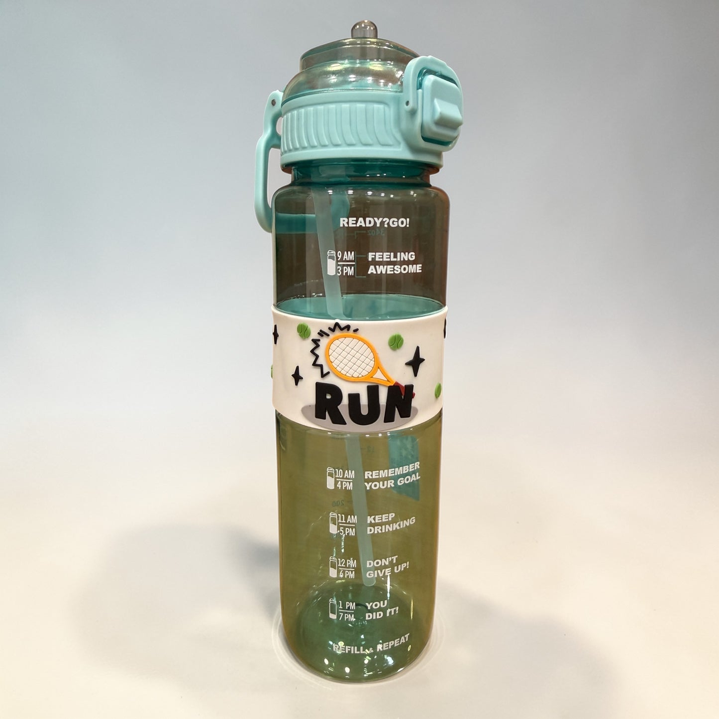 RUN Motivational Water Bottle 1 Litre | BPA-Free Leak-Proof Sipper