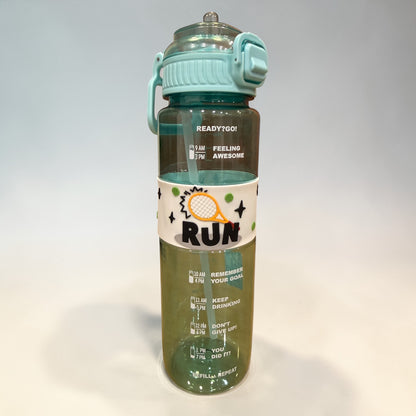 RUN Motivational Water Bottle 1 Litre | BPA-Free Leak-Proof Sipper