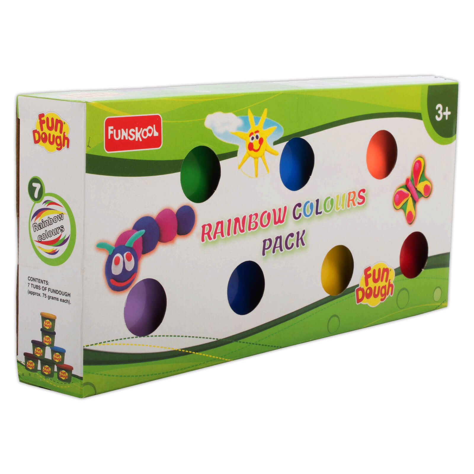 Fundough Rainbow Colours 7-Pack Vibrant Play Dough for Creative Kids Fun