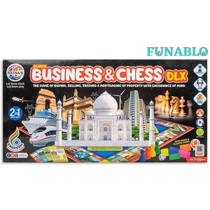 Ratna's 2-in-1 Business and Chess Set | Deluxe Board Game