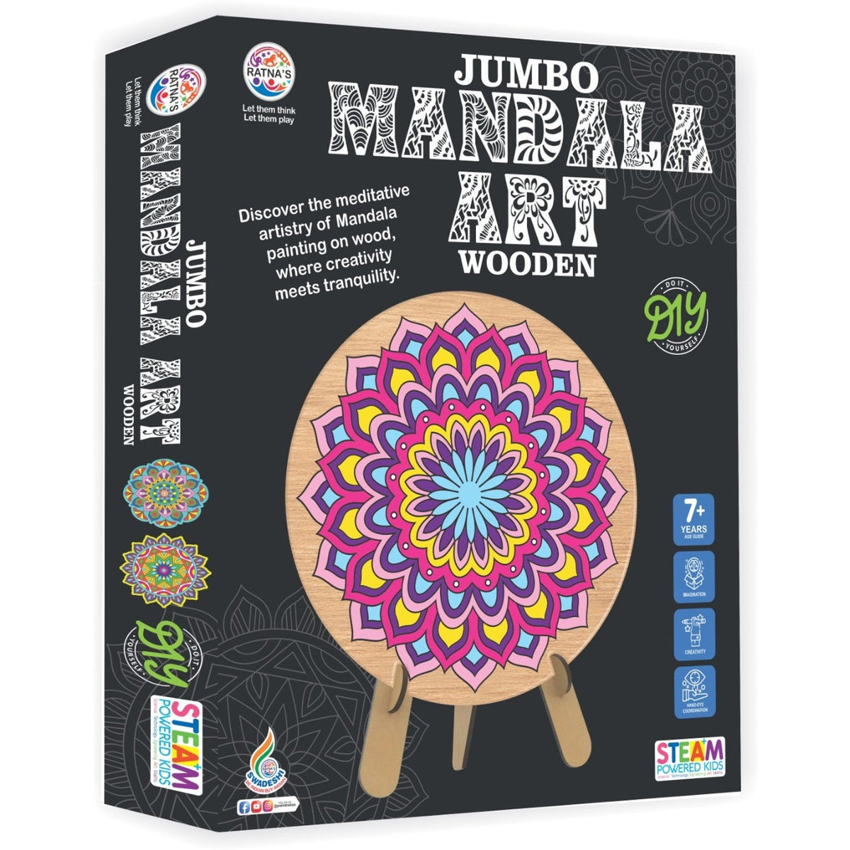 Ratna's Jumbo Wooden Mandala Art Kit | DIY Coloring for All Ages