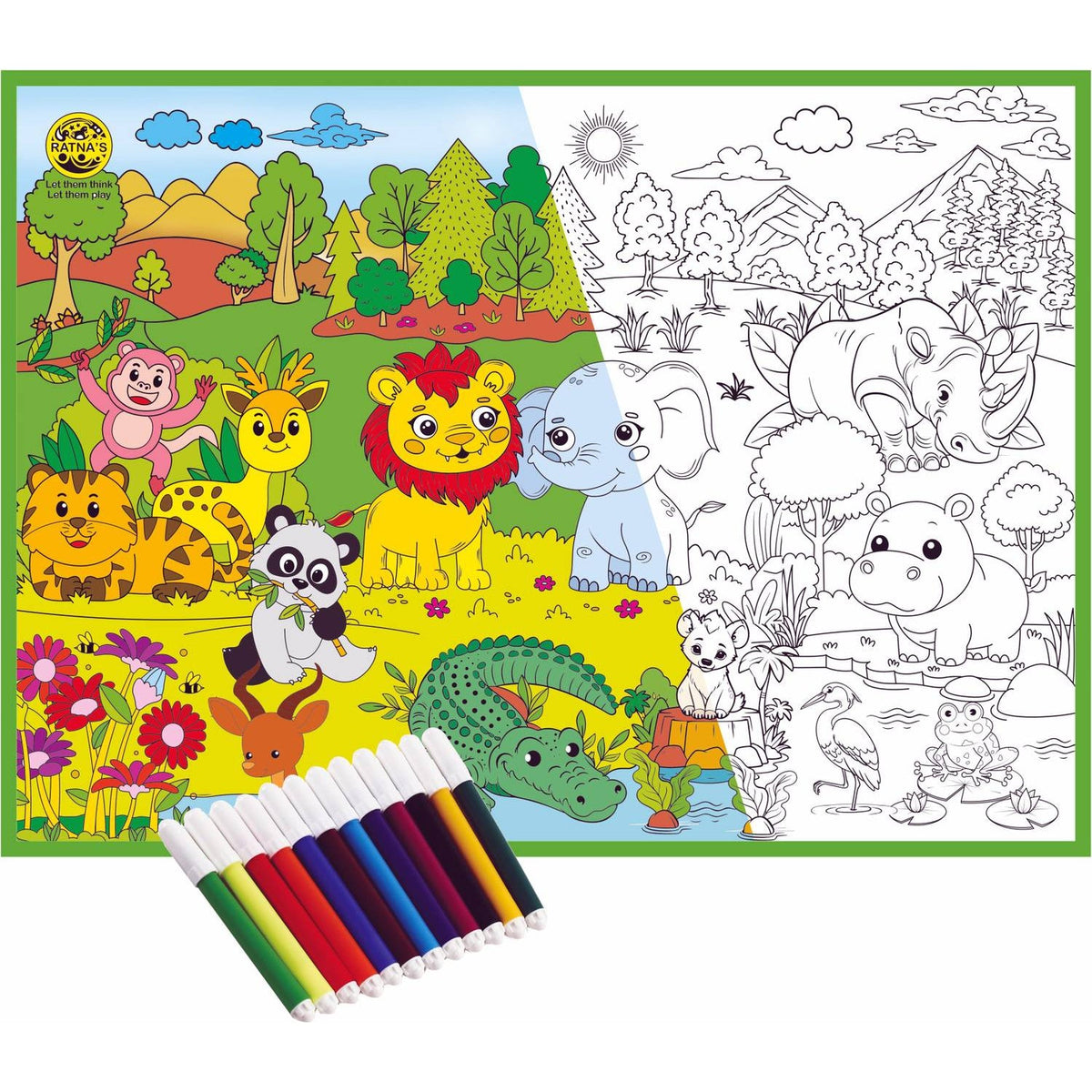 Jungle Jr Colouring Mat | Design Detail