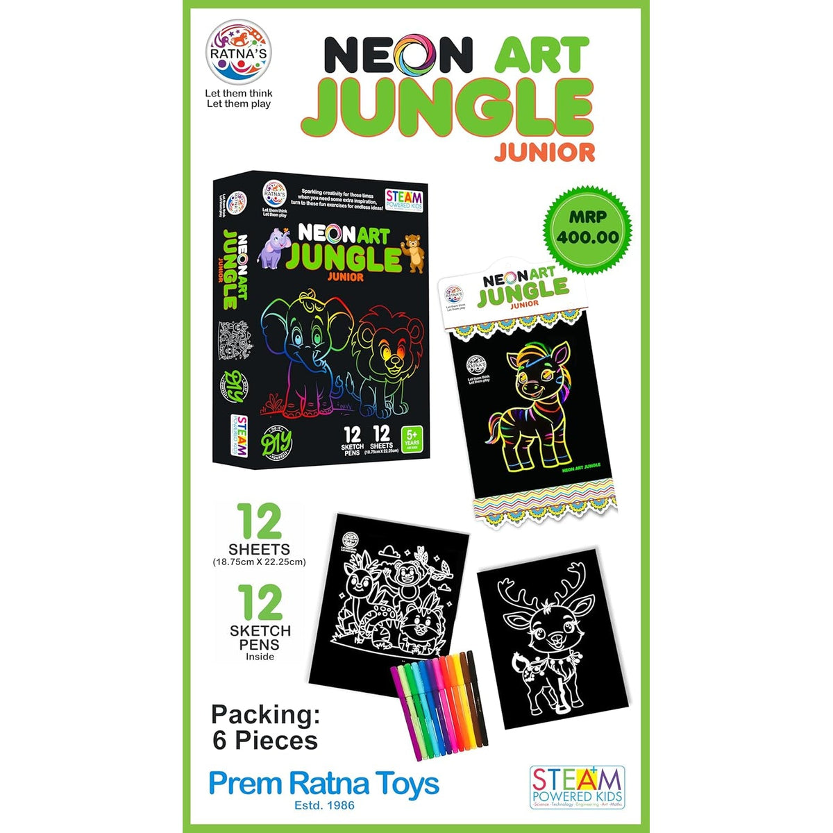 Neon Jungle Coloring Kit | Child Colouring