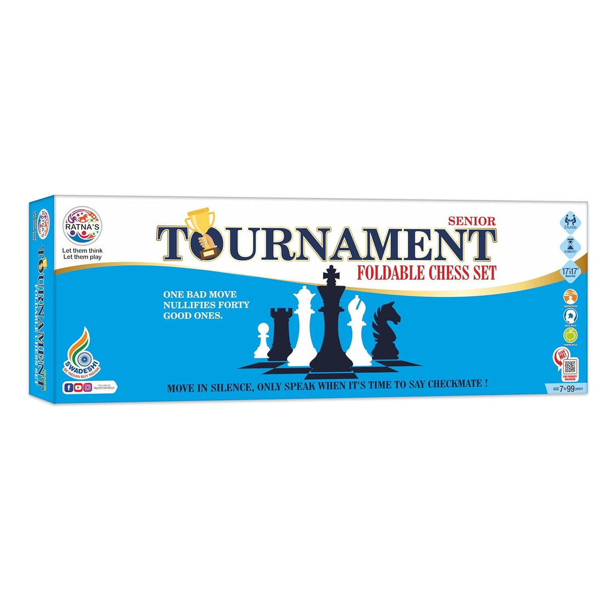 Ratna's Tournament Chess Set | 17-Inch Rollable Mat