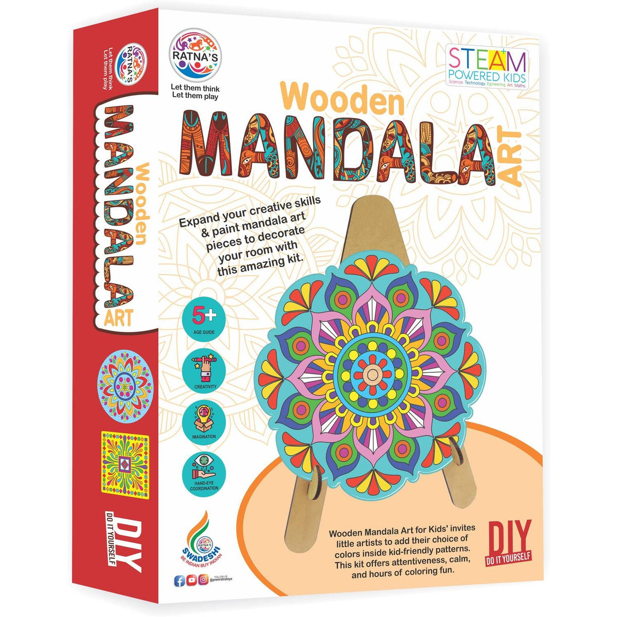 Ratna's Wooden Mandala Art Kit | MDF Frames and Paints