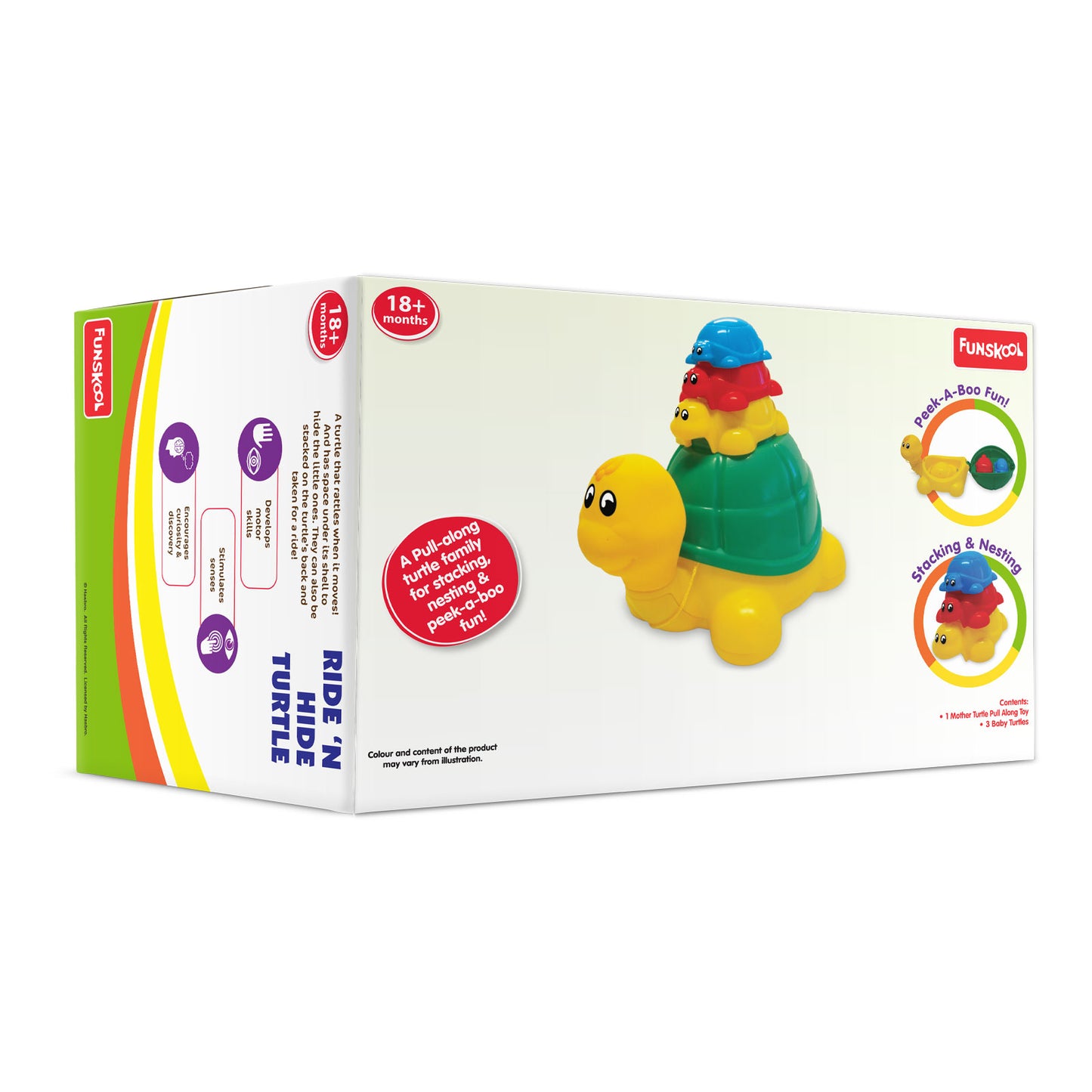 Funskool Ride N Hide Turtle: Engaging Pull-Along Stacking Toy for Toddlers