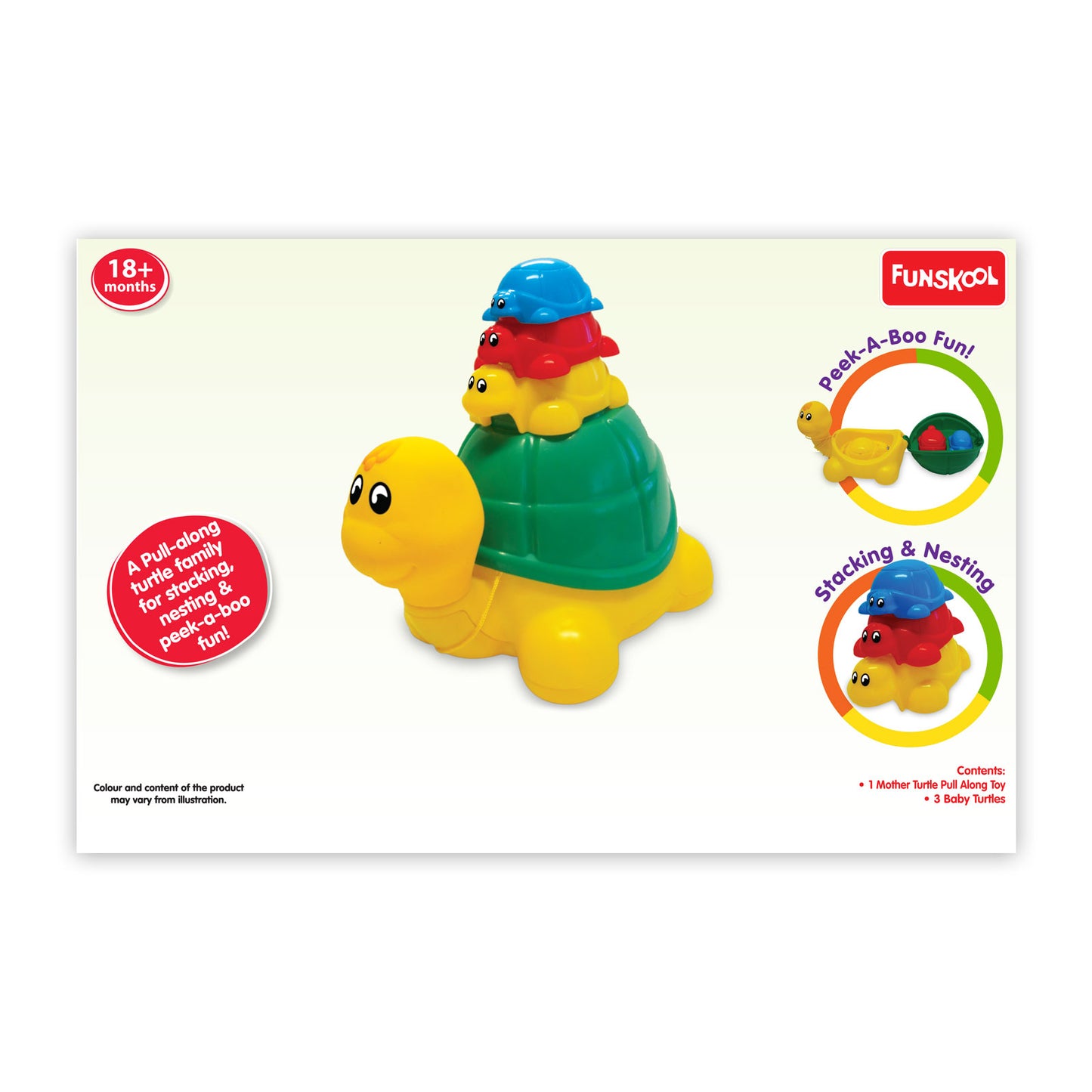 Funskool Ride N Hide Turtle: Engaging Pull-Along Stacking Toy for Toddlers