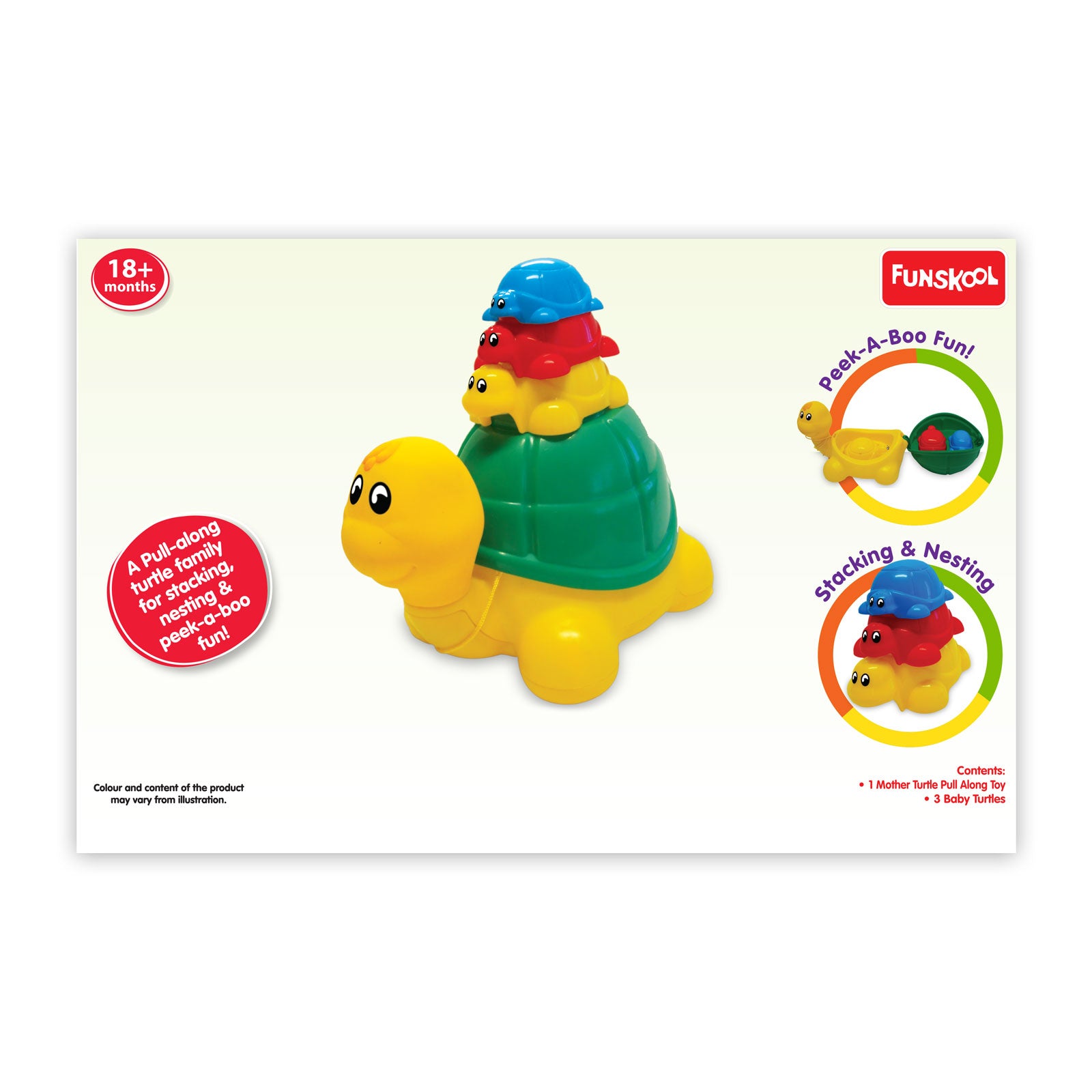 Funskool Ride N Hide Turtle: Engaging Pull-Along Stacking Toy for Toddlers