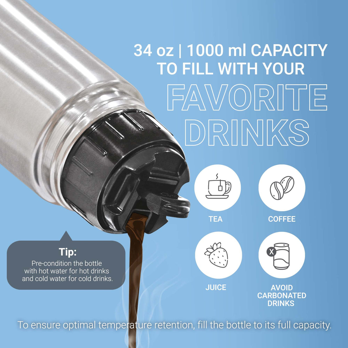 Milton Flip Lid Thermosteel Insulated Water Bottle