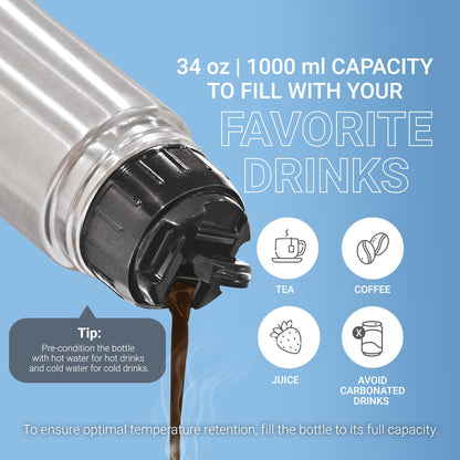 Milton Flip Lid Thermosteel Insulated Water Bottle