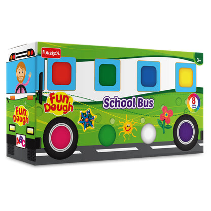 Funskool Fundough School Bus Jumbo Playdough Kit with Cutters for Creative Fun