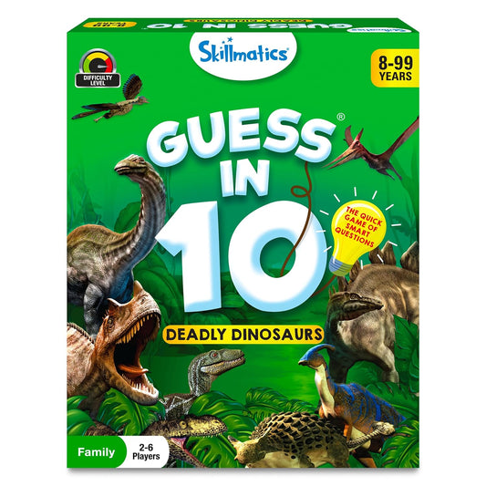 Skillmatics Guess in 10 Dinosaurs Card Game: Ultimate Family Trivia for Kids 8+