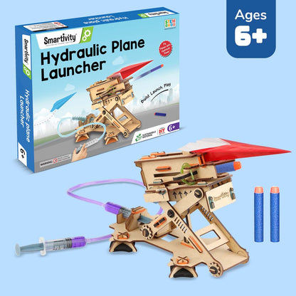 Smartivity DIY Hydraulic Plane Launcher: STEM Educational Construction Toy for Kids 6-10
