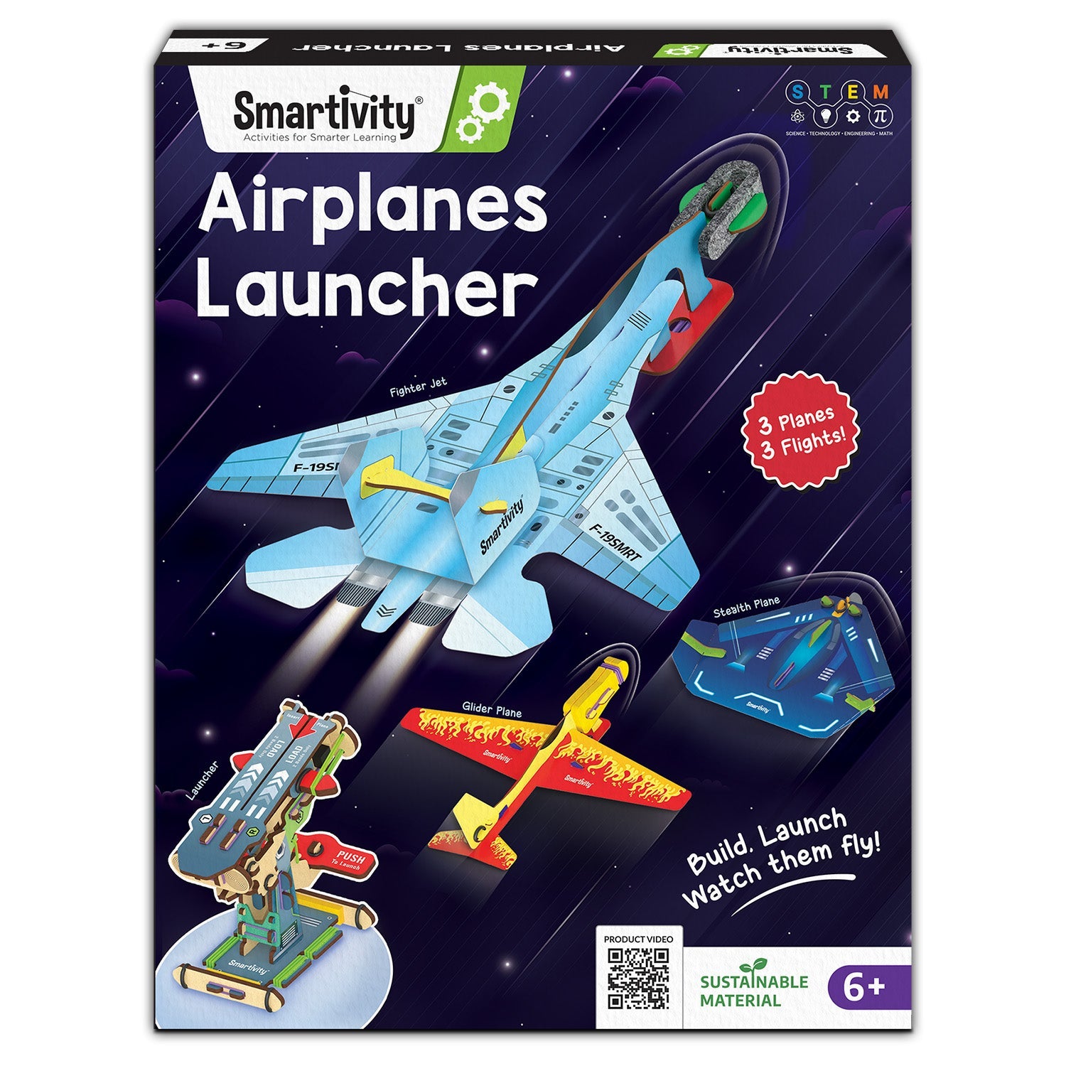 Smartivity DIY STEM Airplane Launcher Kit: Build Fighter, Glider, Stealth Jets