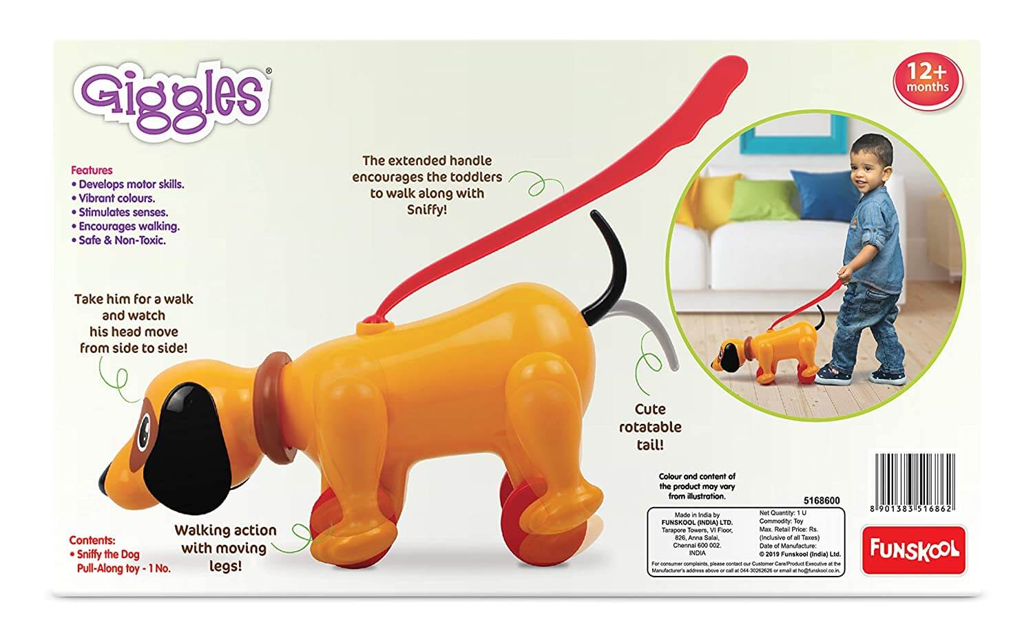 Funskool Sniffy the Dog Pull-Along Toy for Toddlers & Kids