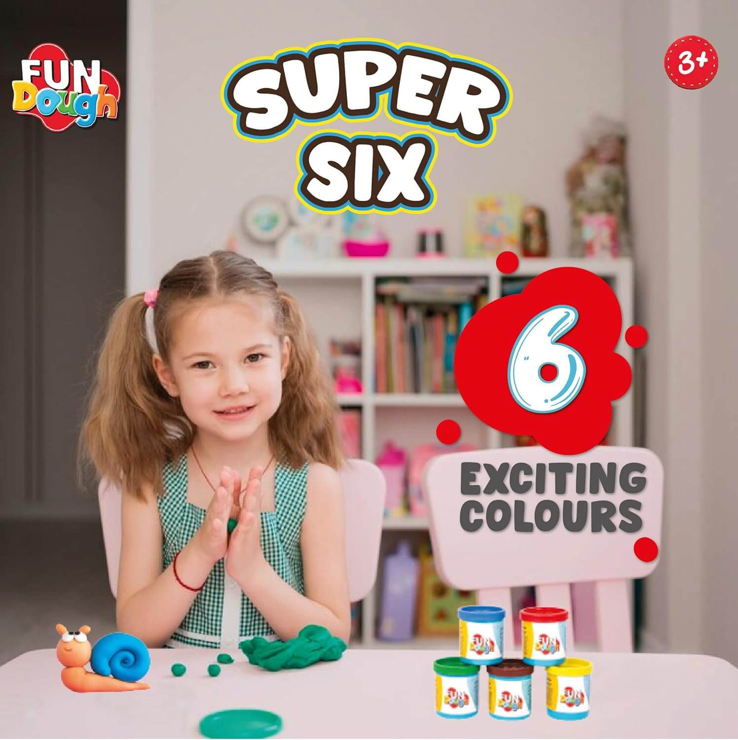 Fundough Super Six Pack: Vibrant Modeling Clay for Creative Kids' Fun