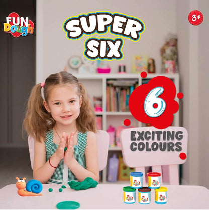 Fundough Super Six Pack: Vibrant Modeling Clay for Creative Kids' Fun
