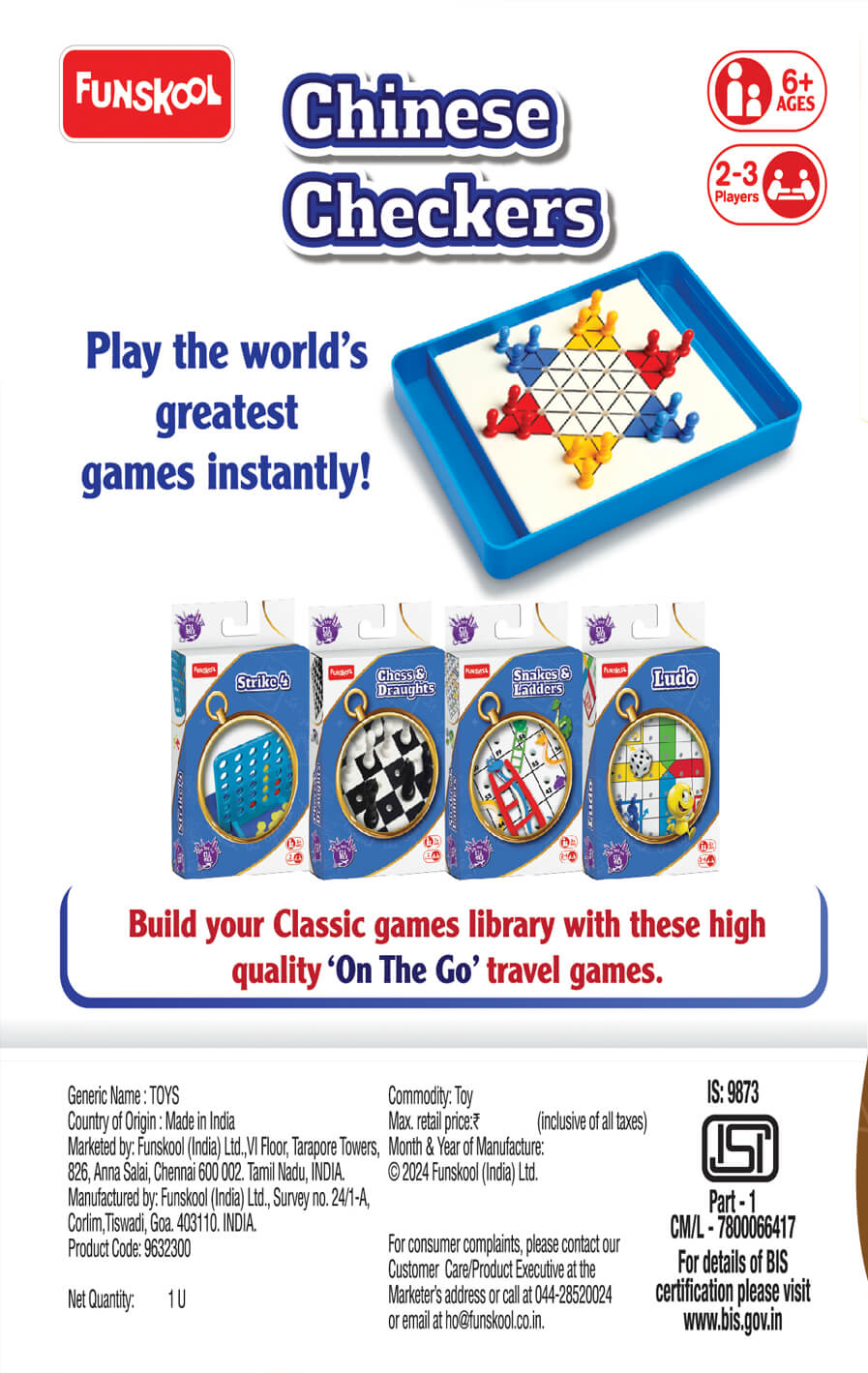 Compact Portable Travel Chinese Checkers Board Game for Strategic Family Fun