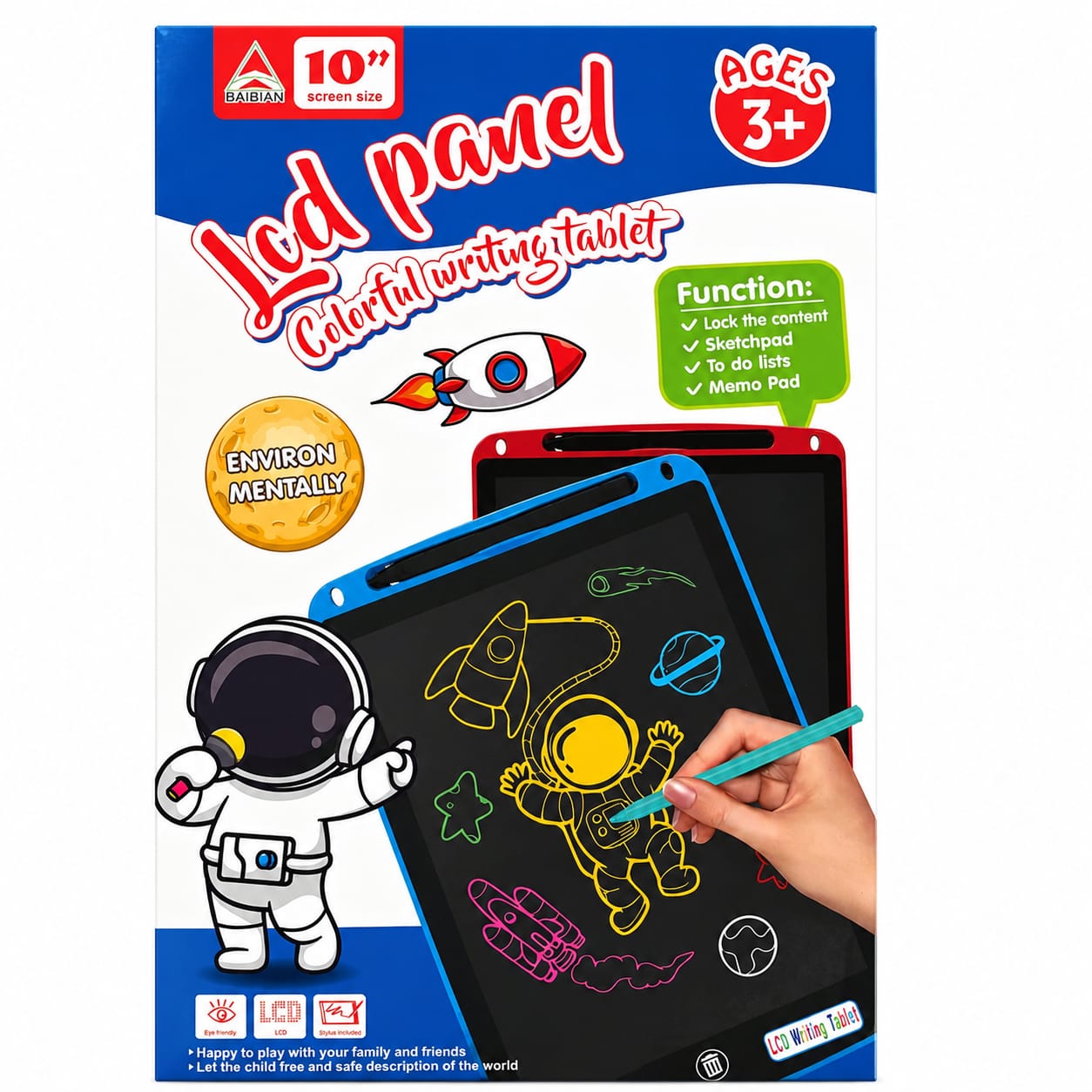 10-Inch LCD Writing Tablet for Kids | Reusable Digital Drawing & Writing Pad | Eye-Friendly Educational Learning Toy with Stylus | Erasable Sketch Pad | Ages 3+
