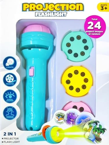 TIPTOP 3 Slides 24 Patterns Mini Projector Torch Toy Slide Flashlight Projector Torch for Kids Projection Light Toy Slide Flashlight Lamp Education Learning Night Light