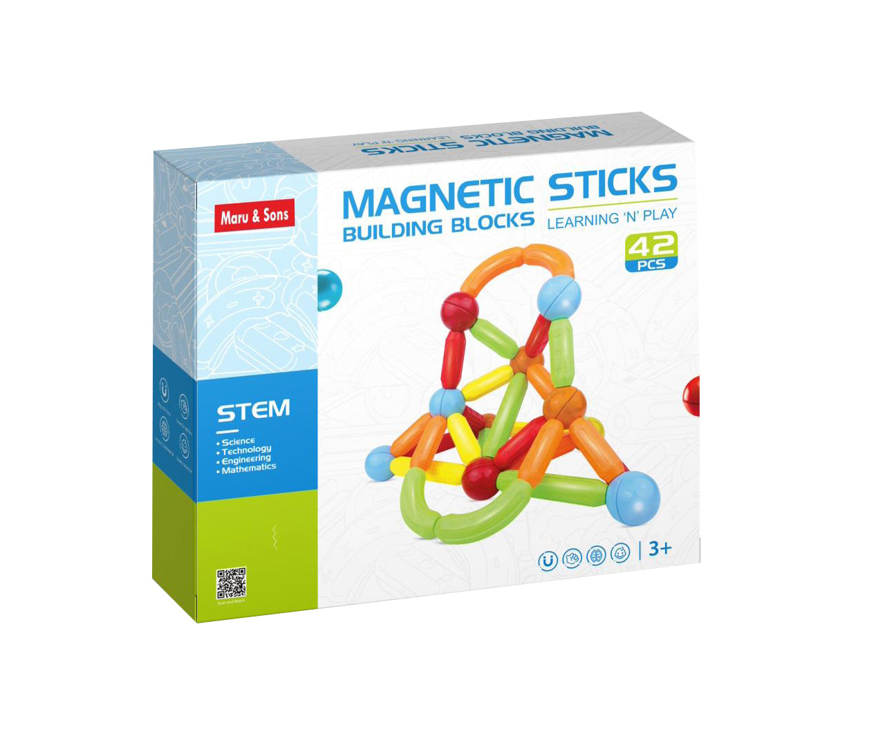 TIPTOP 42 Piece Magnetic Building Sticks and Balls STEM Set