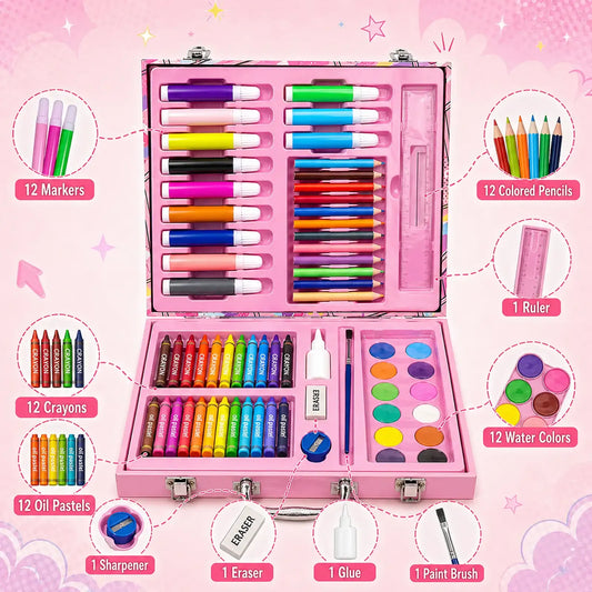 TIPTOP 67-Piece Art Set | Unicorn Astronaut Storage Case