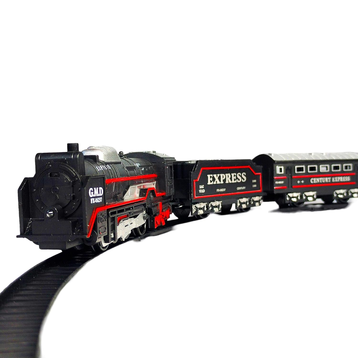TIPTOP Black Battery Operated Toy Train Set for Kids with Round Track, 19 Pieces Plastic Engine