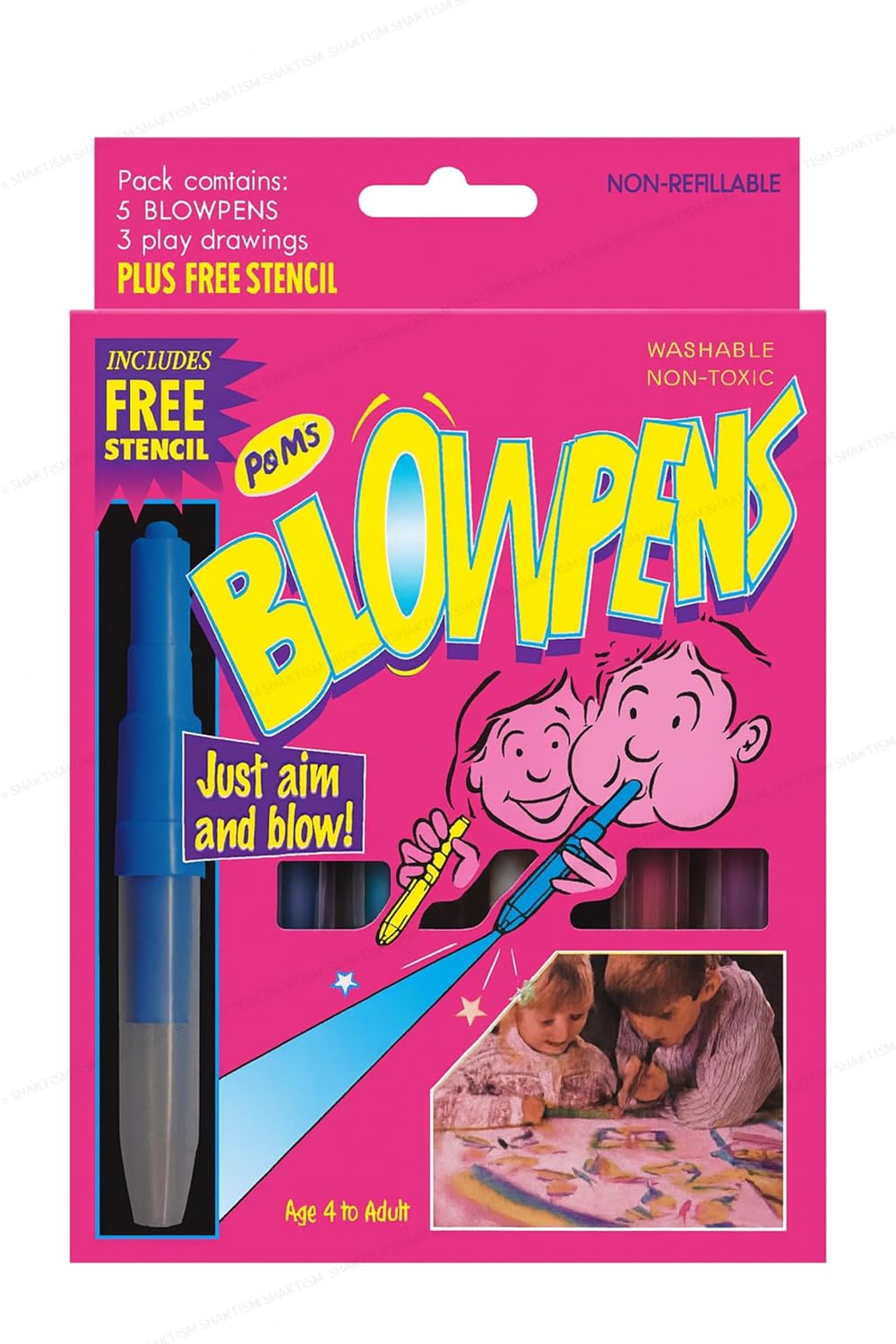 TIPTOP Blow Pens Art Set | 6 Spray Markers with Stencil