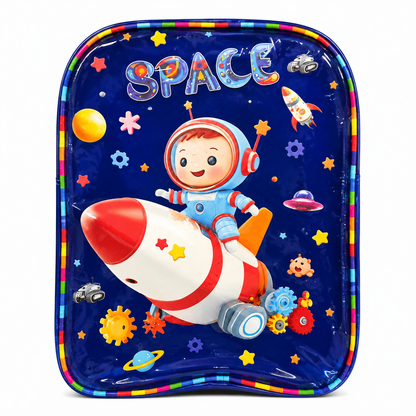 TIPTOP Blue Kids Jelly Waterproof Backpack with Rainbow Straps_Space