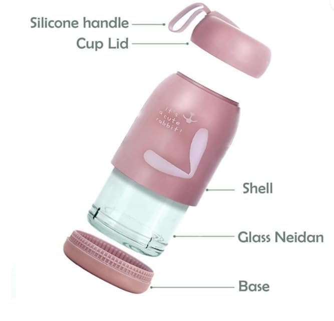 Bunny Glass Water Bottle | Rabbit Design Detail