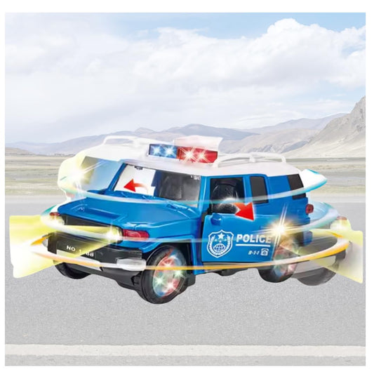TIPTOP Dynamic Stunt Police Car Toy: 3D Lights, Siren, Music, Lightning Wheels