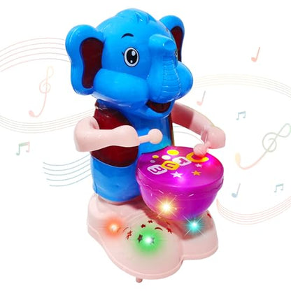 TIPTOP Elephant Drummer Toy for Kids - Swinging & Rotating Funny Musical Drum Beat Toys for Kids & Toddlers, Light and Music Toys for Babies & Toddlers ( random )