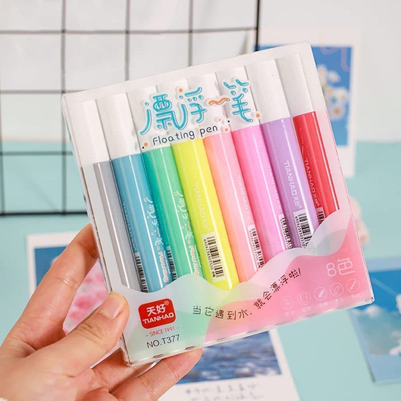 TIPTOP Floating Ink Marker Pens | 8 Colour Creative Art Set