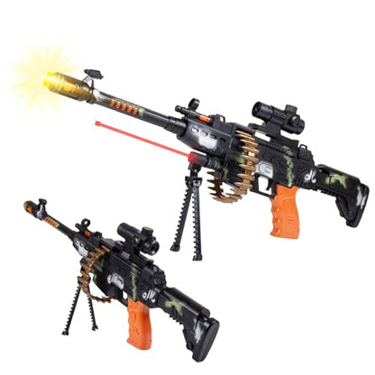 TIPTOP GY-8626 Revolving Machine Gun Toy with Stand and Carry Strap, Flashing Lights & Sound Effect