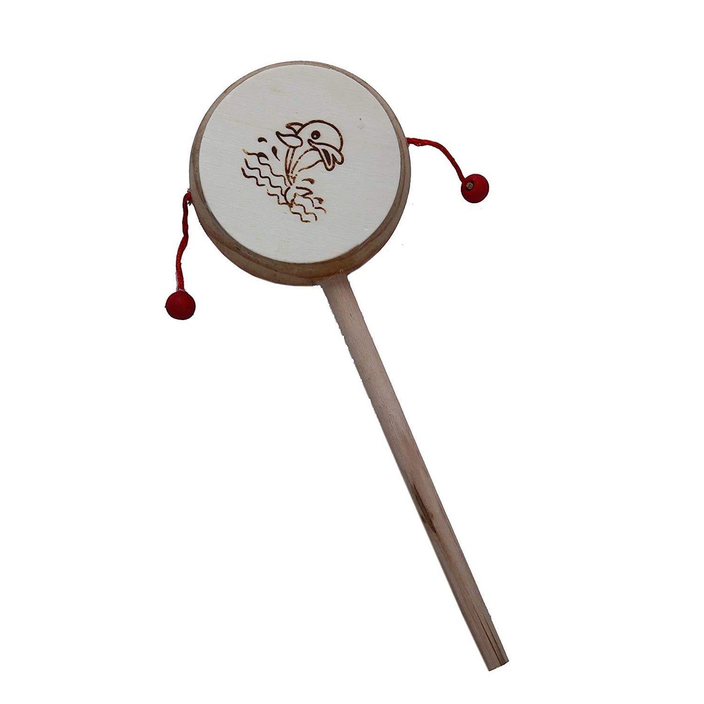 TIPTOP Handcrafted Wooden Damru Toy: Kids' Musical Instrument, Educational Fun, Brown