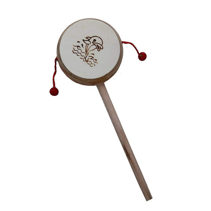 TIPTOP Handcrafted Wooden Damru Toy: Kids' Musical Instrument, Educational Fun, Brown