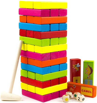 TIPTOP IndusBay 54-Piece Animal Cartoon Wooden Stacking Tower Game for Kids