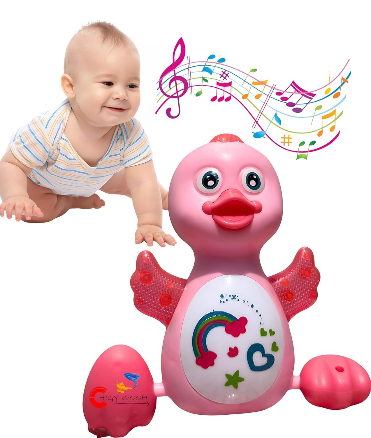 TIPTOP Interactive Musical Dancing Duck Toy with Lights, Flapping Wings for Toddlers